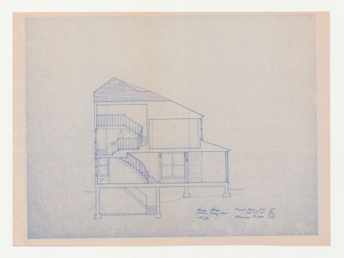 Section looking west for the Hanks-Paré Residence, Tuxedo Park, New York