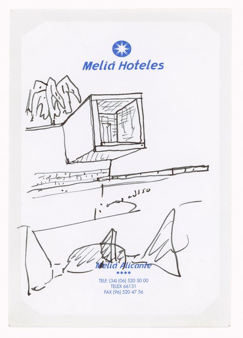 Sketch elevation for Reitoria da Universidade de Alicante, Alicante, Spain