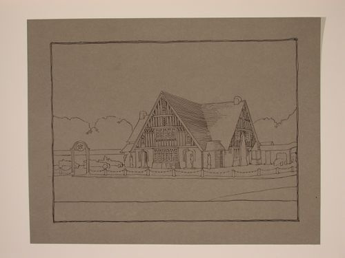 Perspectival view showing the proposed rebuilding of the Mason's Arms, Donisthorpe