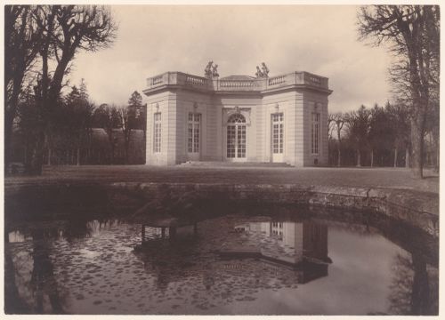 View of Pavillon Français, Petit Trianon, from across pond, Versailles, France