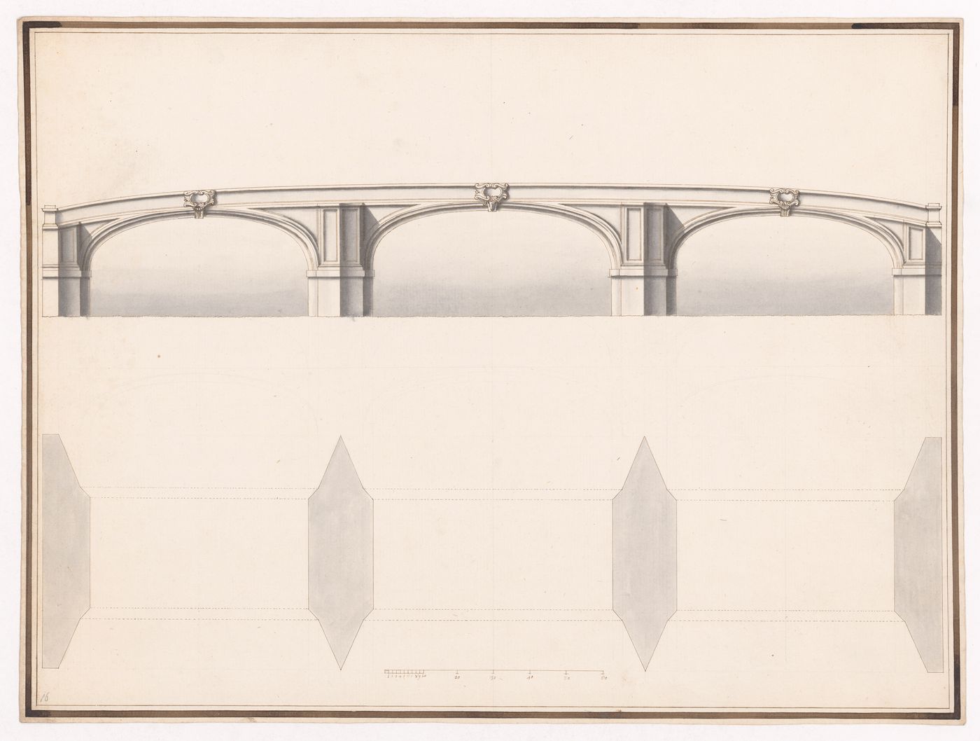 Plan and elevation of a bridge