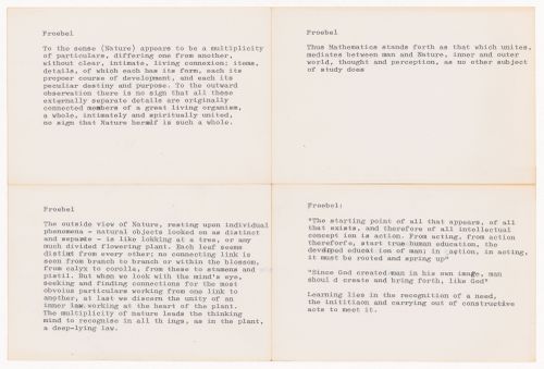 Lecture notes about Froebel