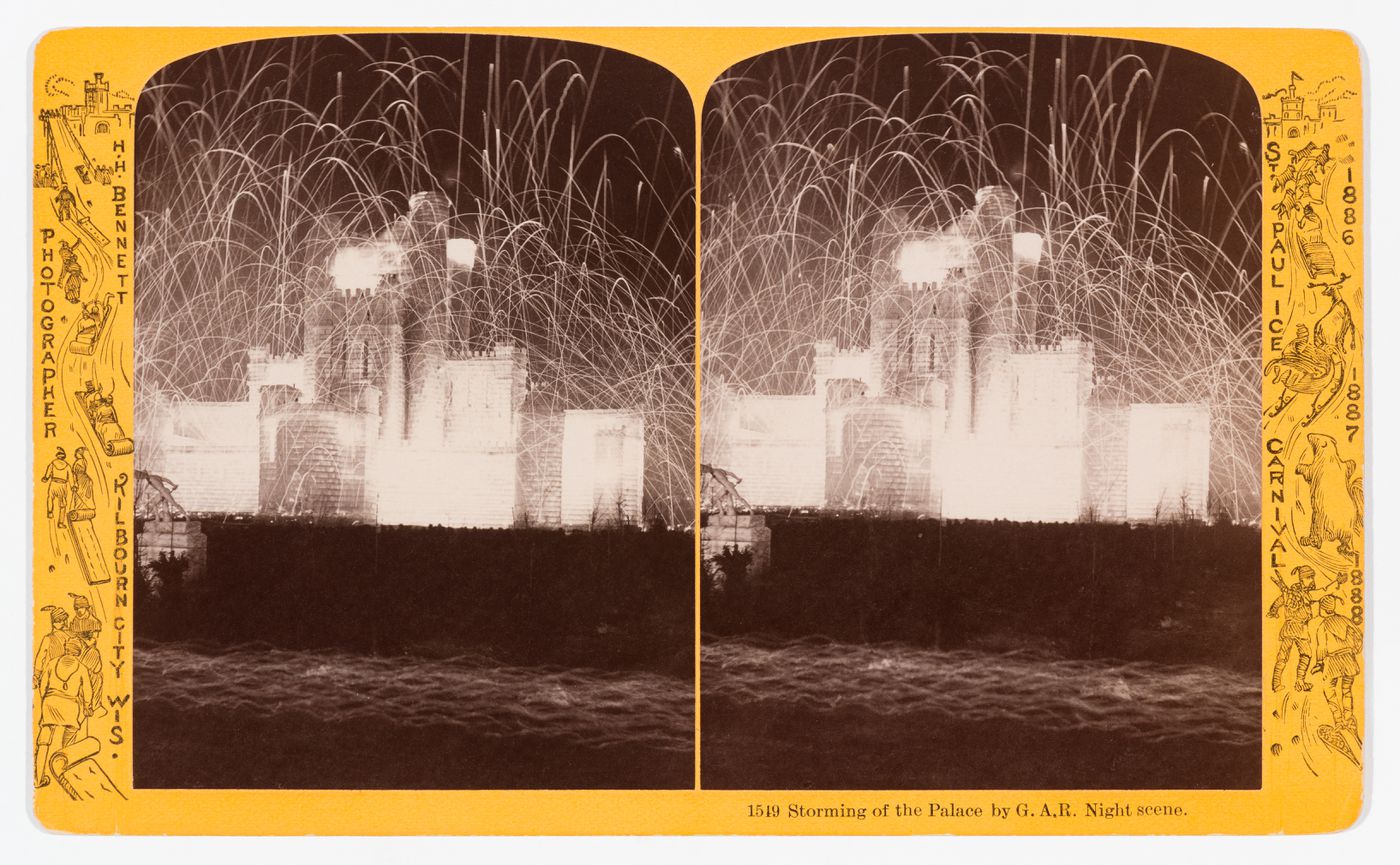 1549. Storming of the Palace by G.A.R. Night scene. St. Paul Ice Carnival, 1886, 1887, 1888