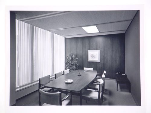 Interior view of a small conference room, Hartford National Bank and Trust Company building, Hartford, Connecticut, United States