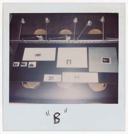 View of objects on a table at the Canadian Centre for Architecture (photograph from Mean project records)