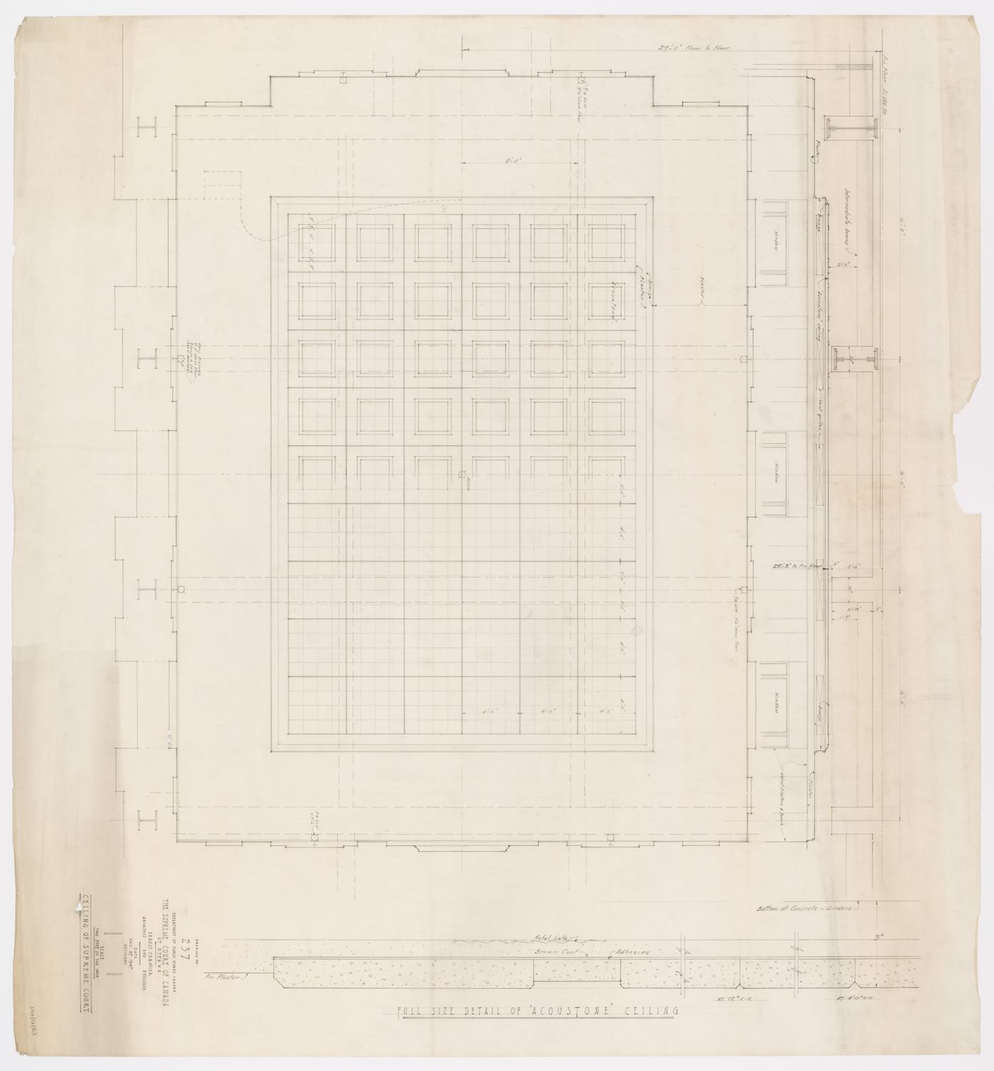 Détails du plafond de la Cour suprême, Cour suprême du Canada, Ottawa, Ontario, Canada (1937-1953, 1977)