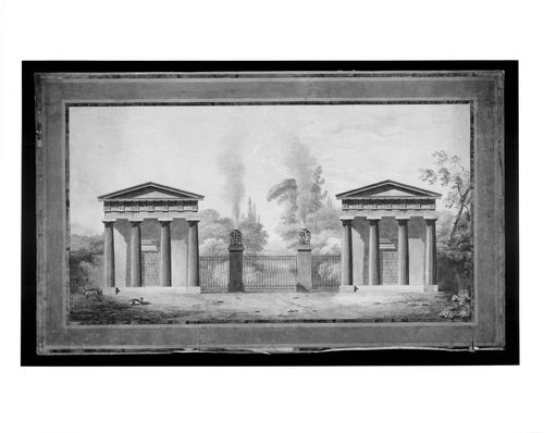 Front elevation for proposed gate lodges possibly for Parham Park, Sussex