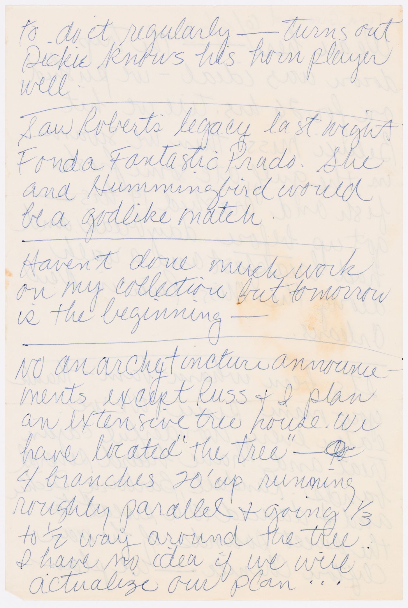 Letter from Tina Girouard to Gordon Matta-Clark