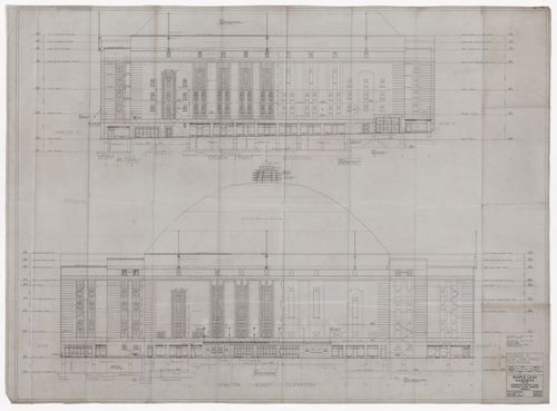 Church and Carlton street elevations for Maple Leaf Gardens, Toronto