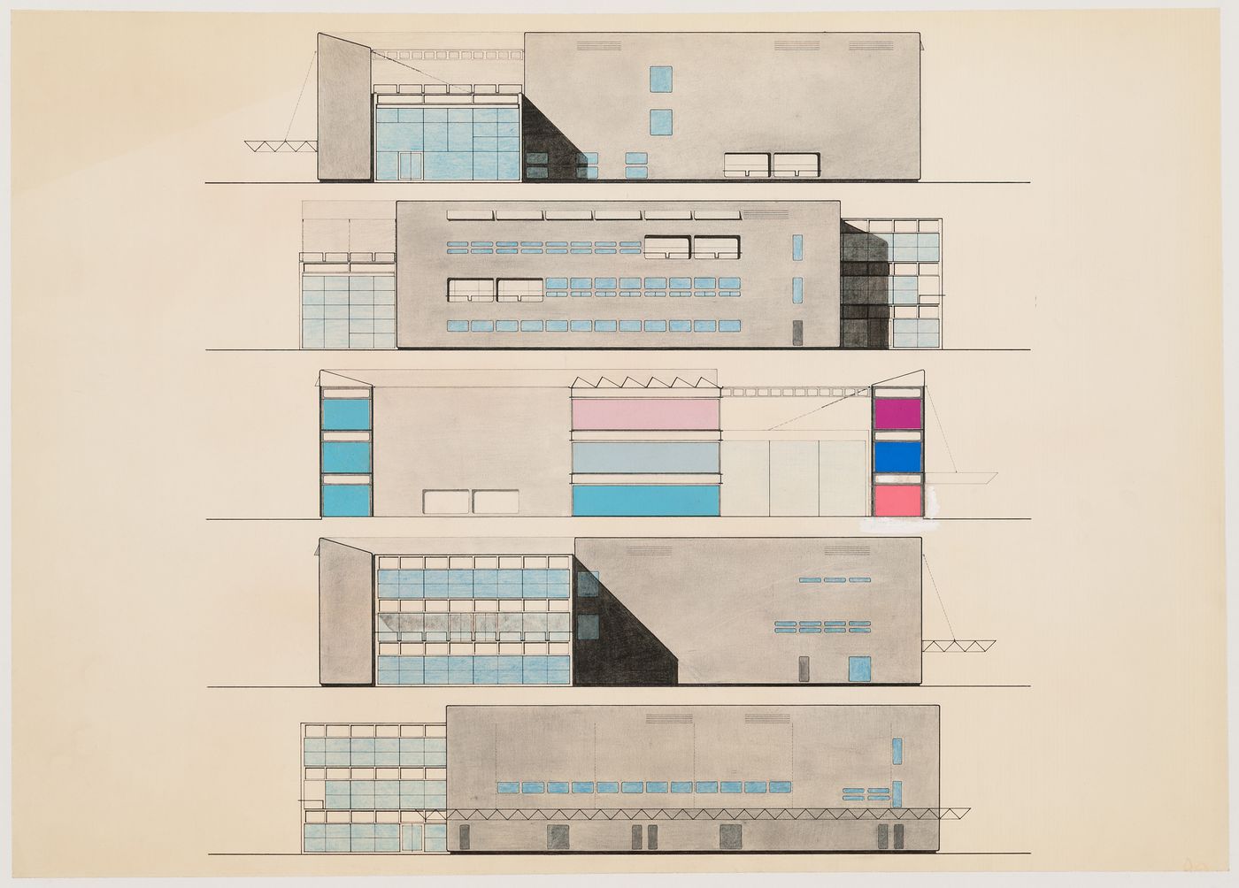 Domain competition: elevations and section