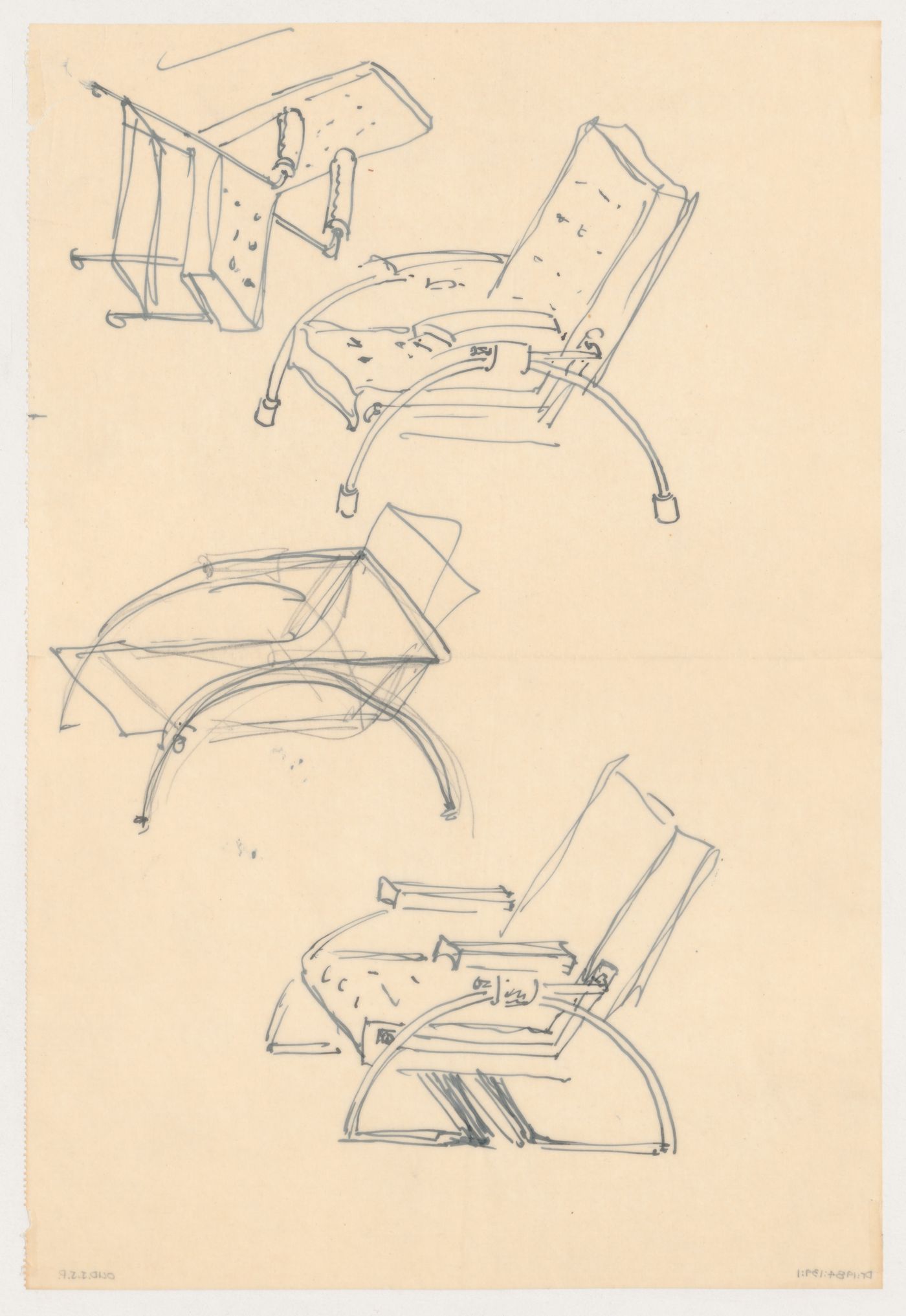 Sketch perspectives for chairs, possibly for Metz & Co., Amsterdam, Netherlands