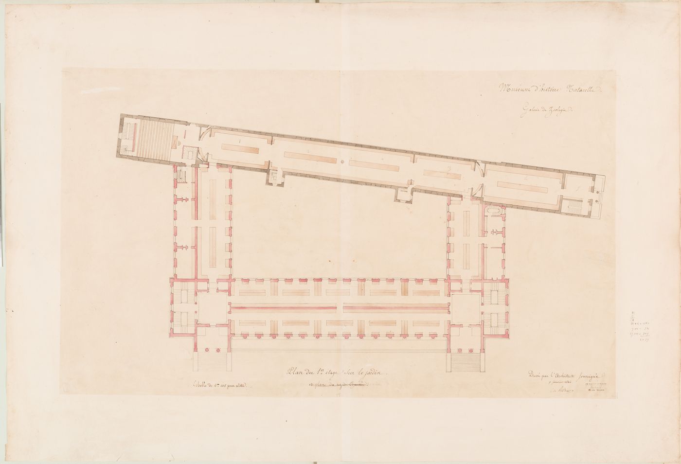 Project for a Galerie de zoologie, 1846: First floor plan