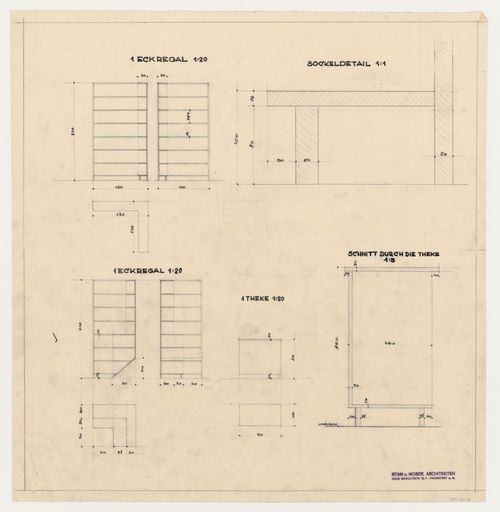 Sections for shelves and a cupboard, possibly for Hellerhof Housing Estate, Frankfurt am Main, Germany