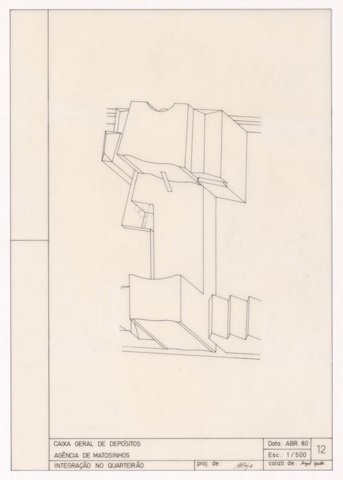 Axonometric view of integration in the quarter for Caixa Geral de Depósitos, Matosinhos, Portugal