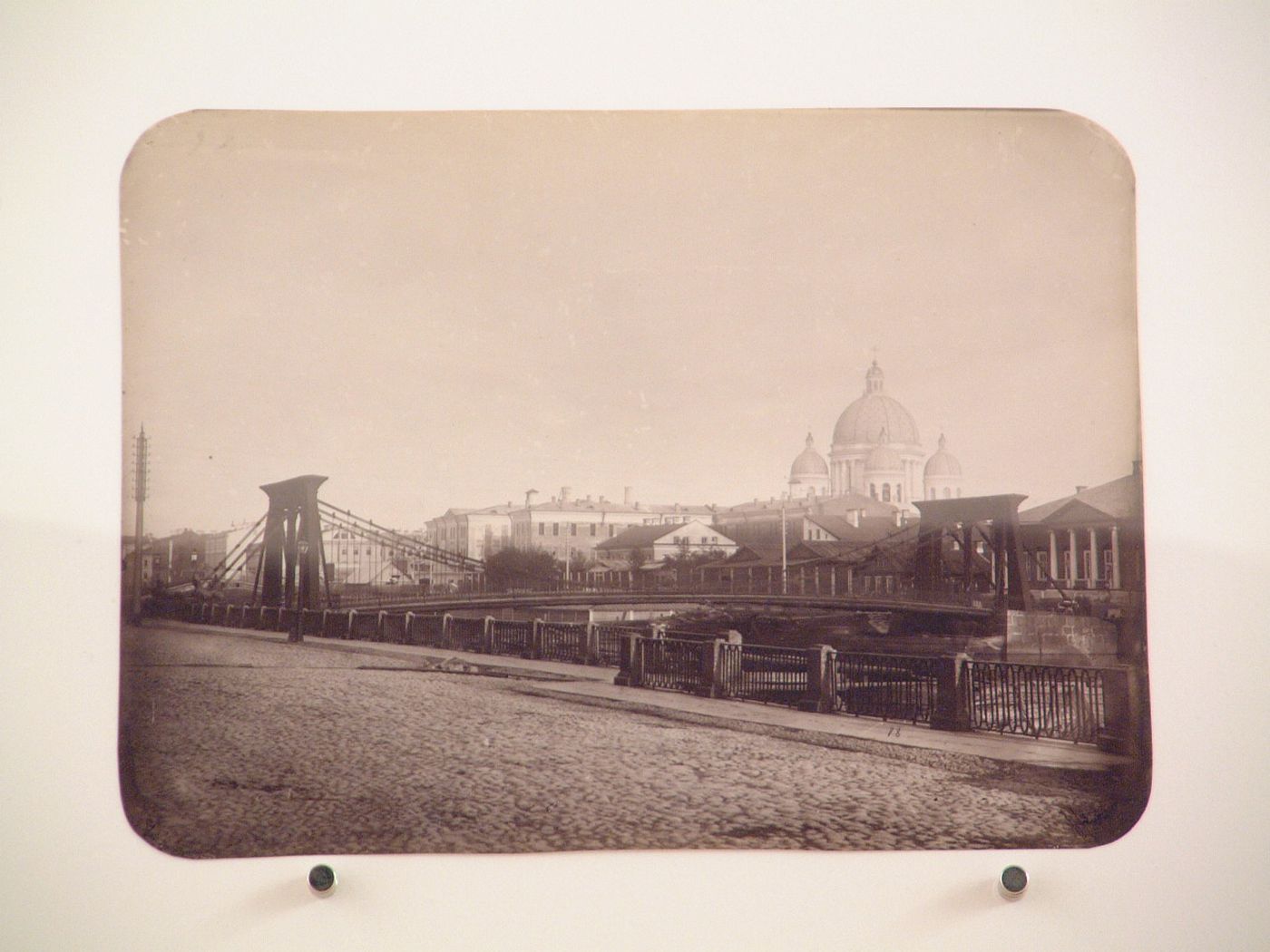 View of the Egyptian Bridge with the Troitsky Ismailovsky Cathedral (Trinity Cathedral) in the background, Saint Petersburg