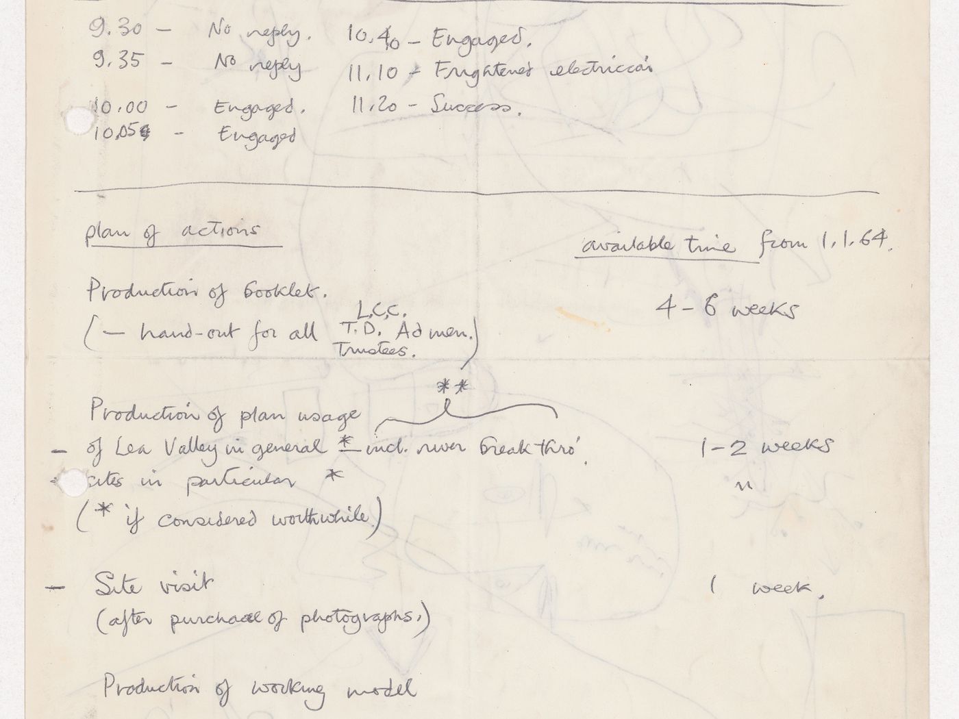 Handwritten notes about a film, most likely about the Fun Palace Project