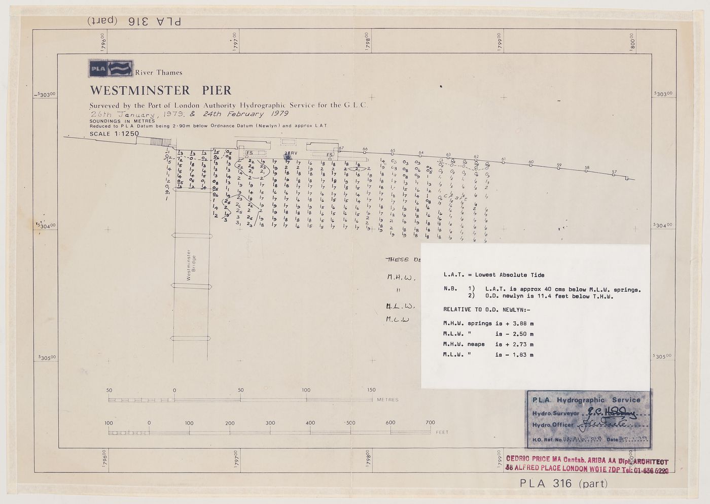 Westminster Pier: hydrographic chart