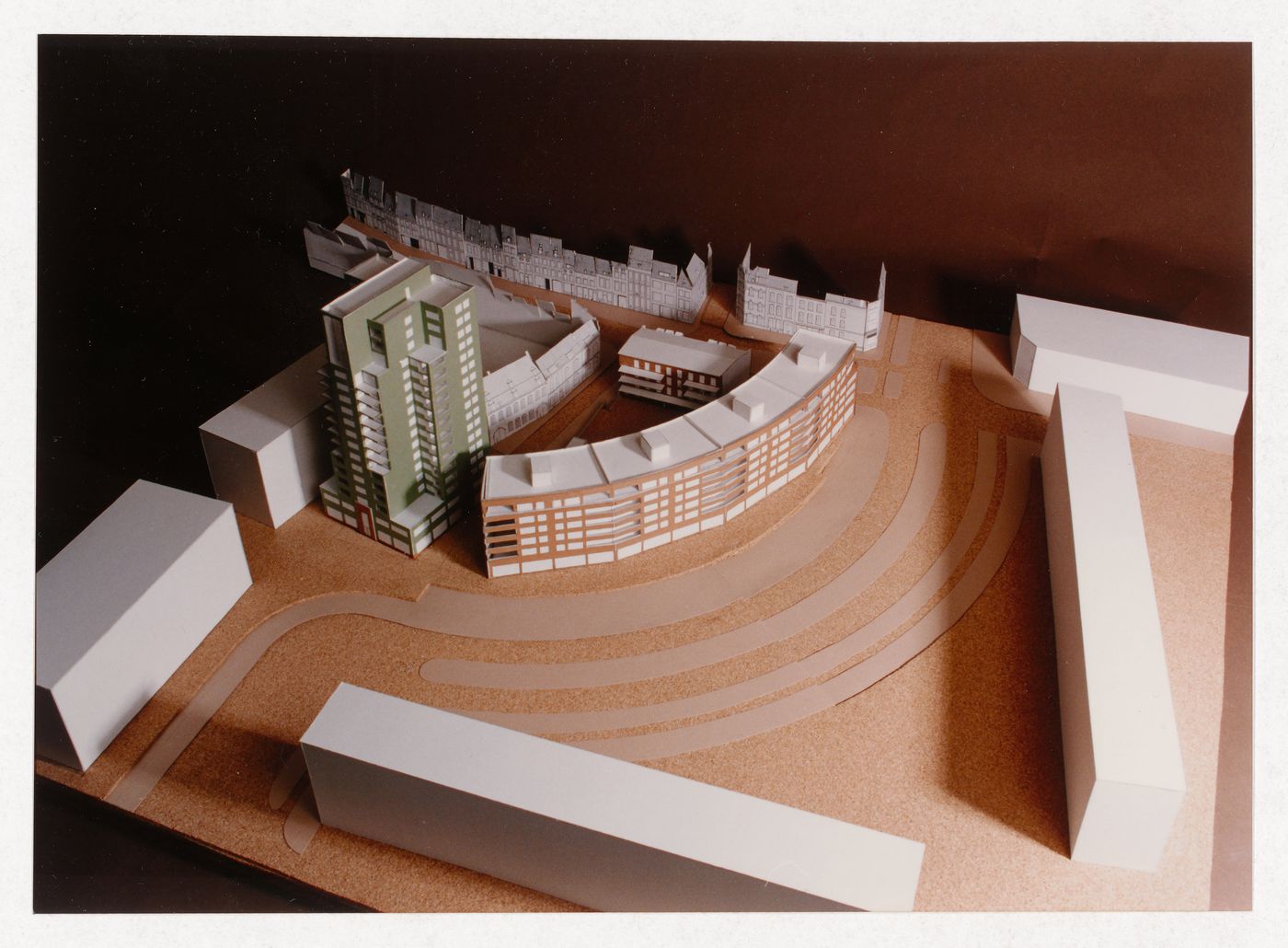 View of model for Ceramique Terrein Blocos de habitação e escritórios, Maastrich, the Netherlands