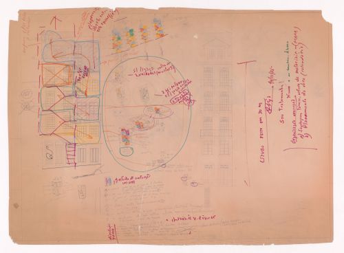Sketch elevations and floor plans for Parcelas 191 e 192, Porto, Portugal