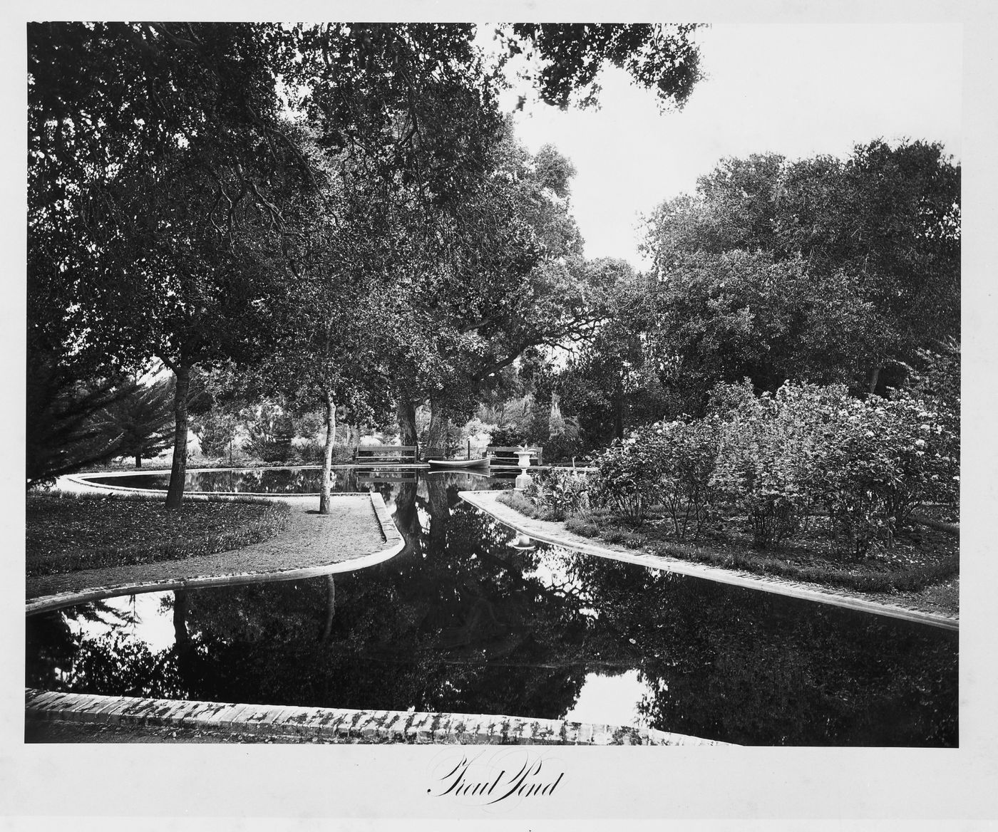 View of the Trout Pond, Thurlow Lodge, Menlo Park, California