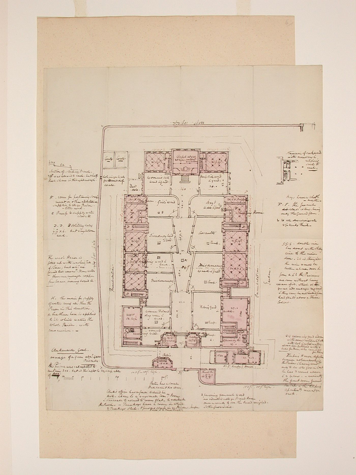 Drawings of prisons in Clerkenwell and Maidstone
