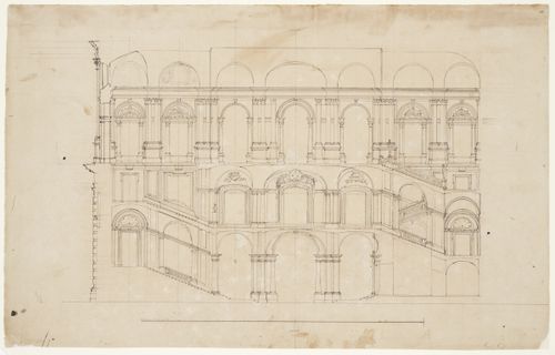 Section through Castello di Rivoli, Turin, showing stairways