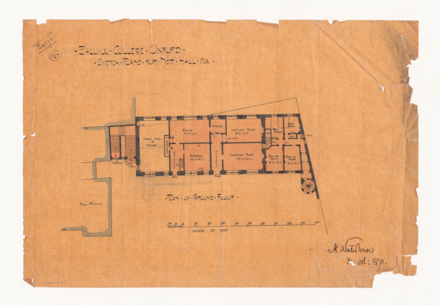 Balliol College, Oxford: Sketch plans for New Hall