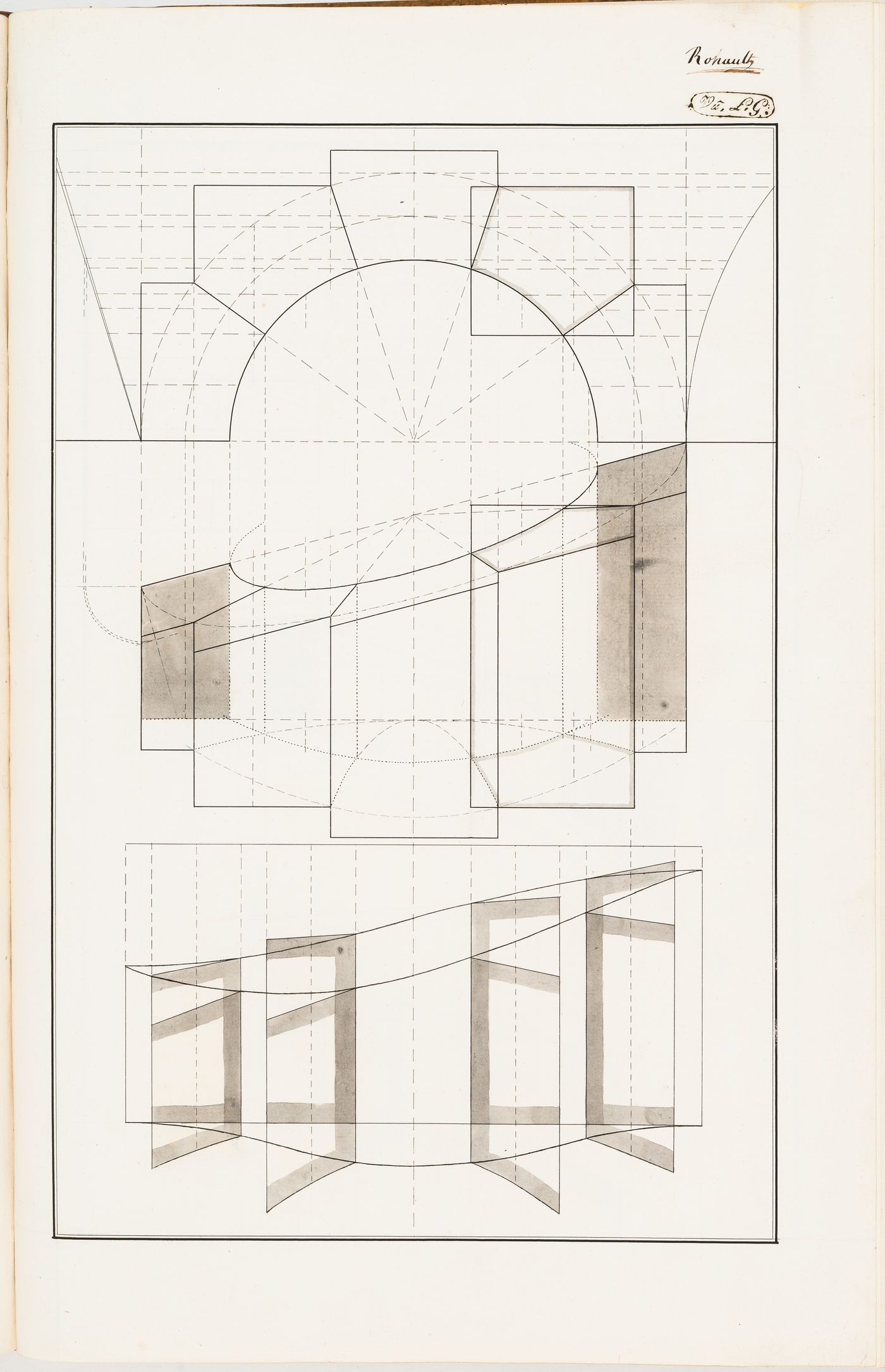 Geometry exercise for constructing an arch