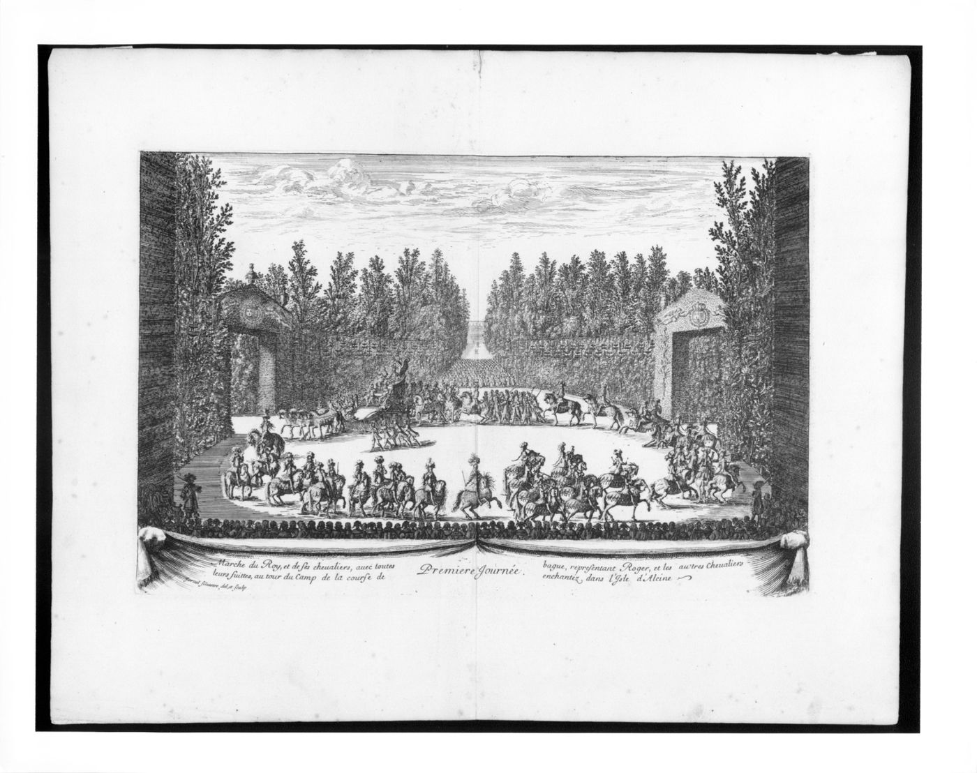 First Day: procession of the King and his knights, with allegorical characters