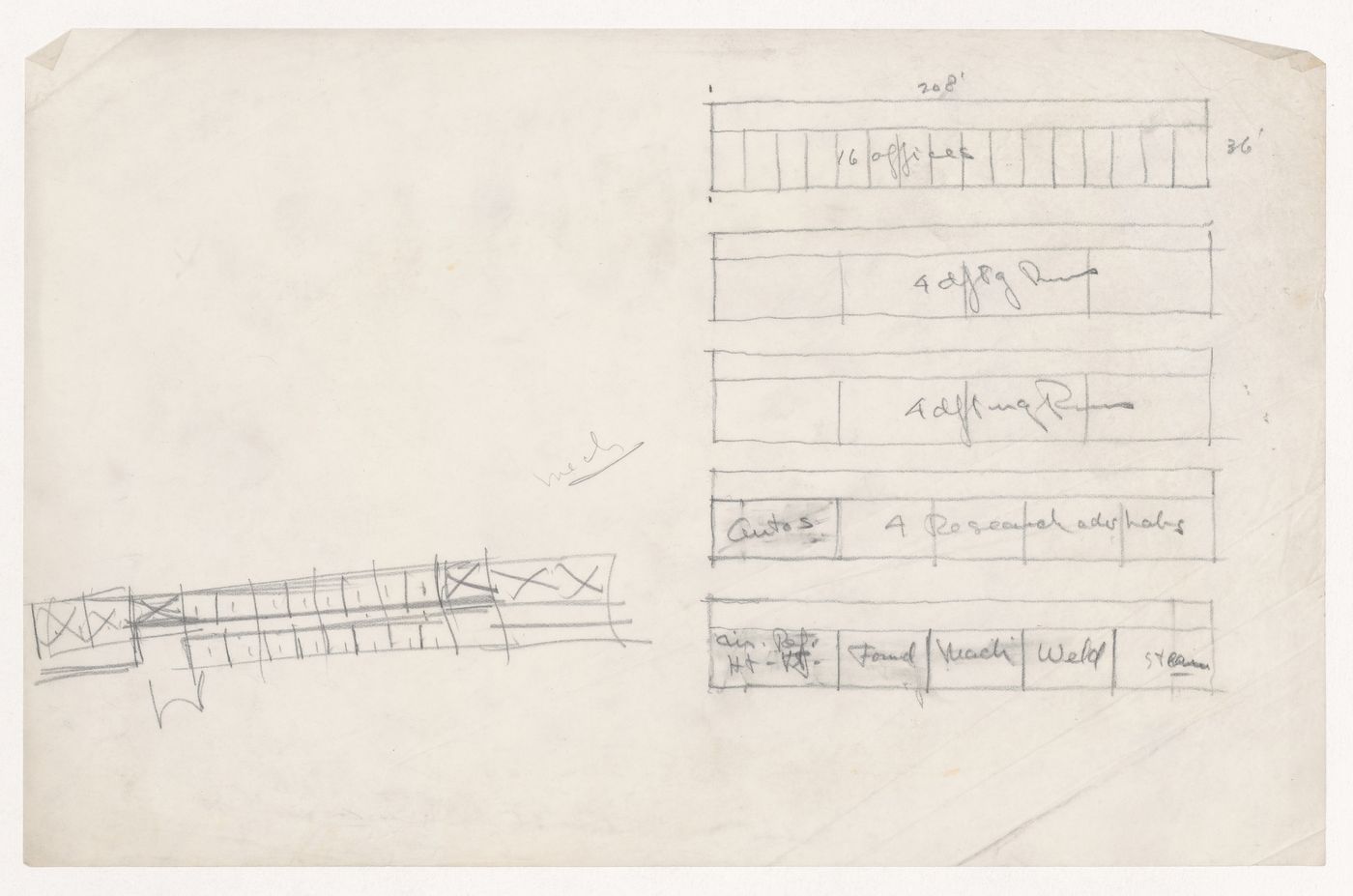 Sketch plans for a campus building for Illinois Institute of Technology