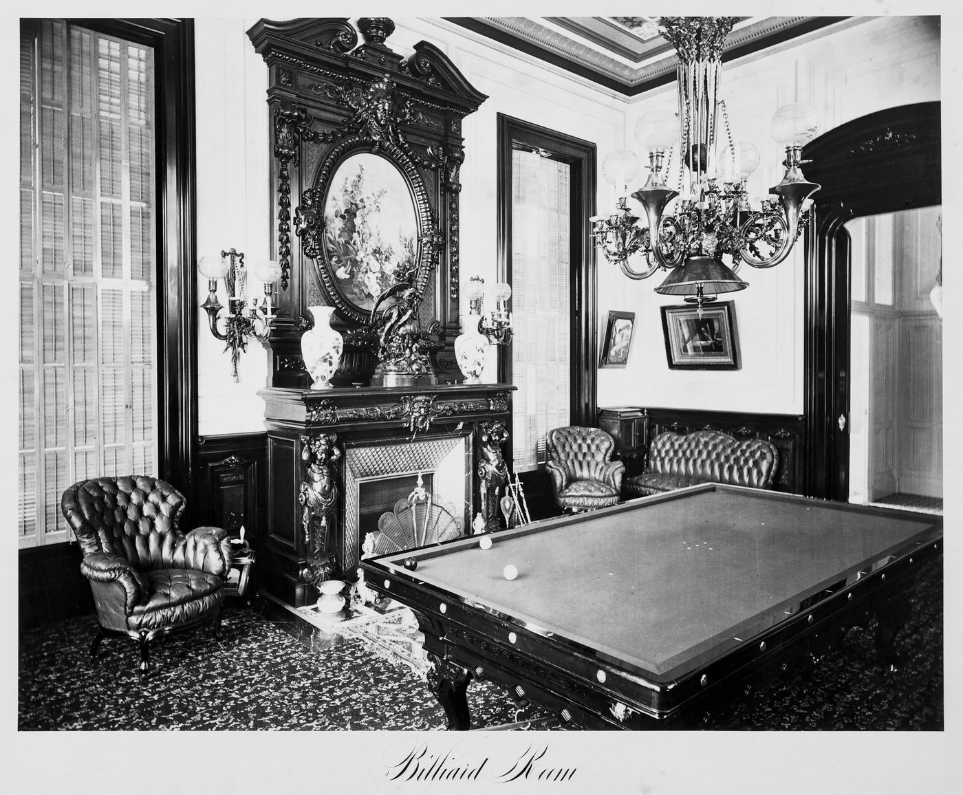 View of the billiard room, Thurlow Lodge, Menlo Park, California