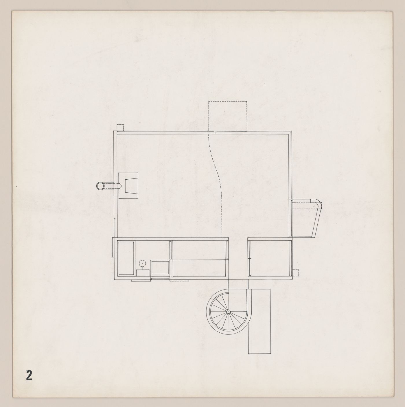 Second floor plan with sketches on verso for Bernstein House