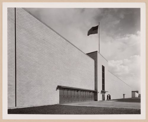 View of the main entrance to the South Assembly [?] Building, Wright Aeronautical Corporation Airplane Engine Assembly Plant, Lockland, Ohio