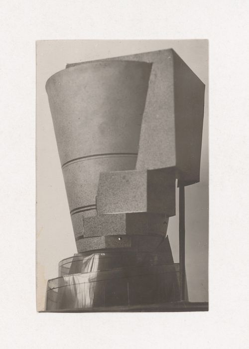 Photographs of student model on the topic "Finding a Voluminous Form of Set Configuration (Inverted Cone)" for the "Space" course at the Vkhutemas (Higher State Artistic Technical Studios), Moscow