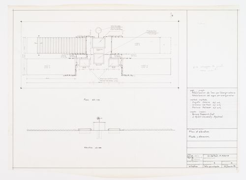 Plan et élévation, Distillateur d'eau saumâtre, Punta Canoas, Colombie