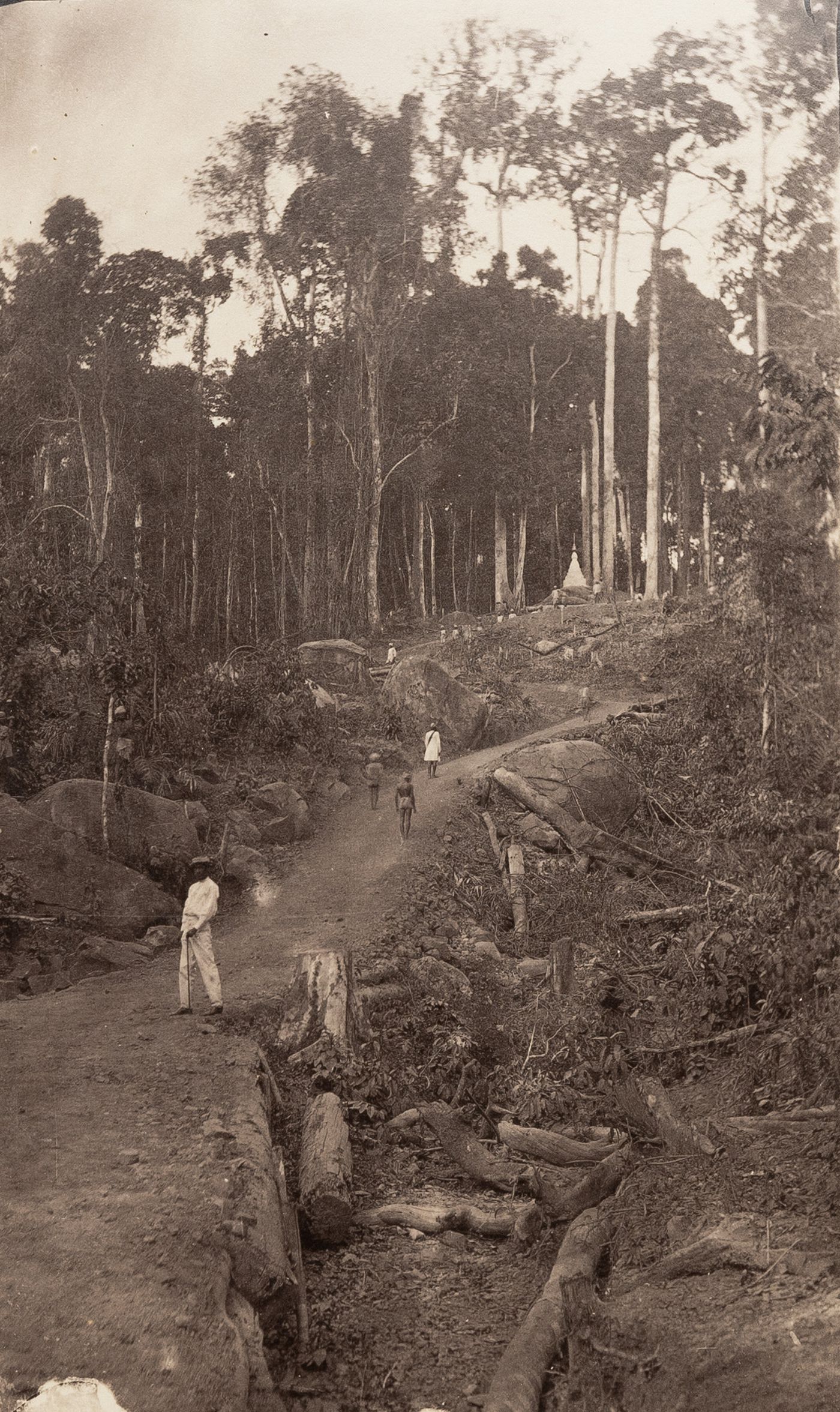 View of a path with a shrine [?] in the background, Andaman Islands, Bay of Bengal, India