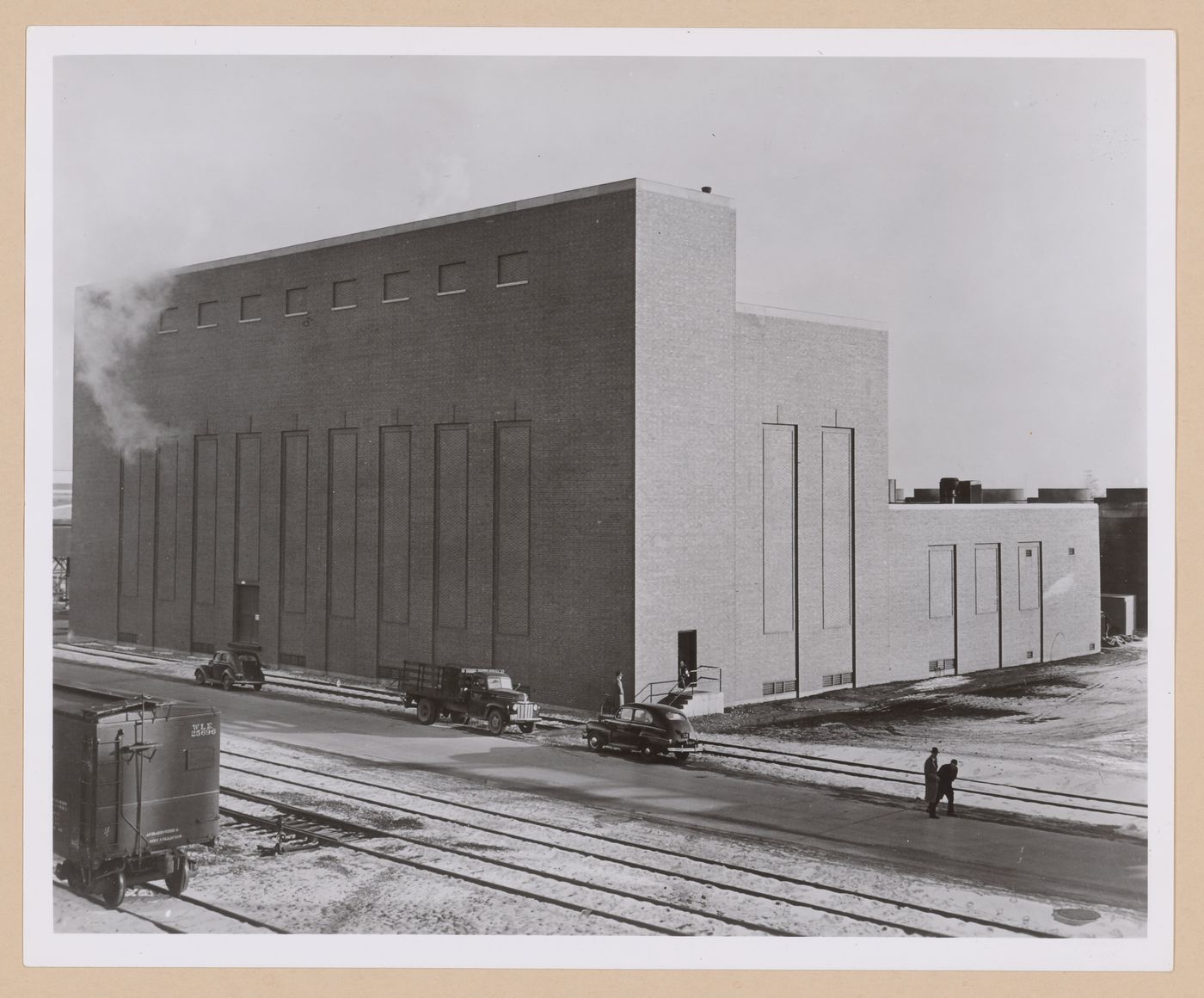 View of the east and south [?] façades of the Boiler House, Ford Motor Company Willow Run Bomber Assembly Plant, Willow Run, Michigan