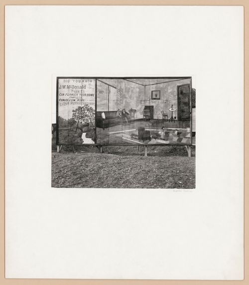 Billboard with illustration of living room: J.W. McDonald furniture company, Birmingham, Alabama