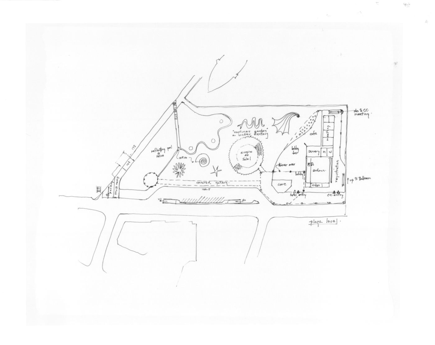 Plaza level plan for the Vancouver Convention Centre Expansion, Vancouver, British Columbia