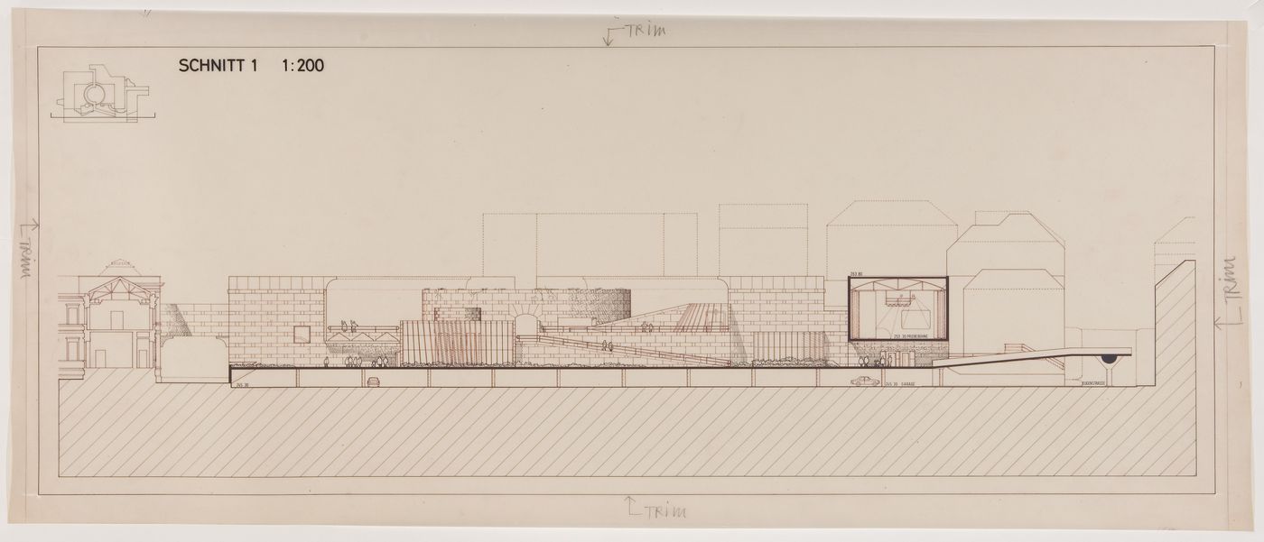 Staatsgalerie, Stuttgart, Germany: sectional elevation