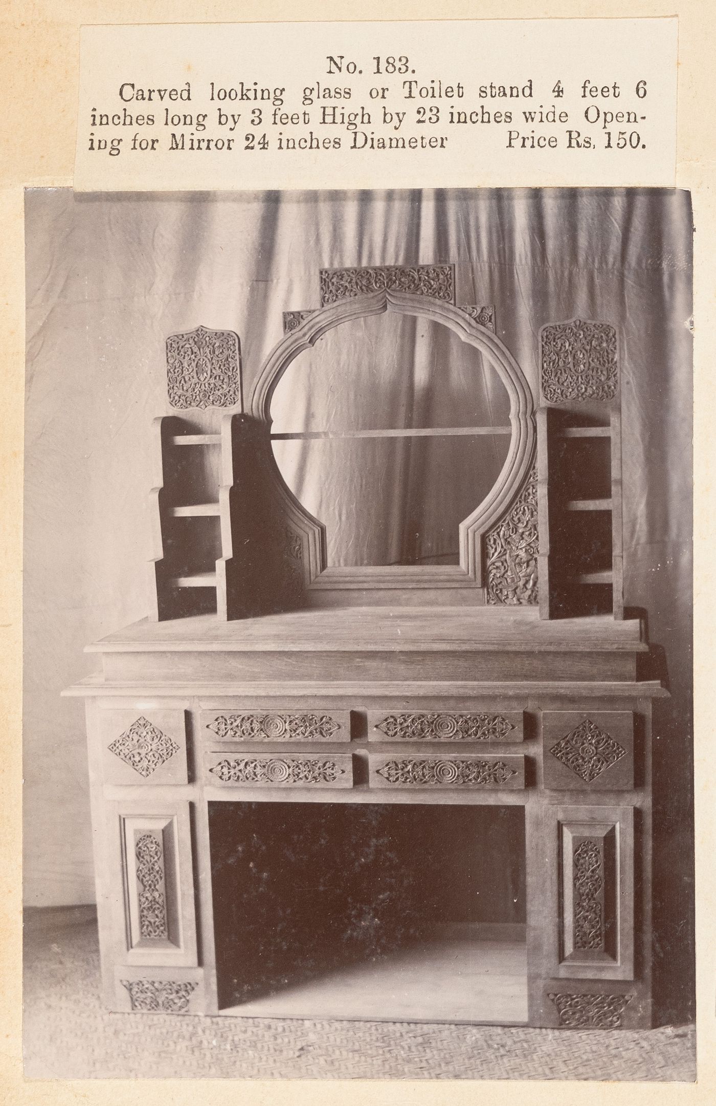 View of a dressing table, F. Beato Limited, C Road, Mandalay, Burma (now Myanmar)