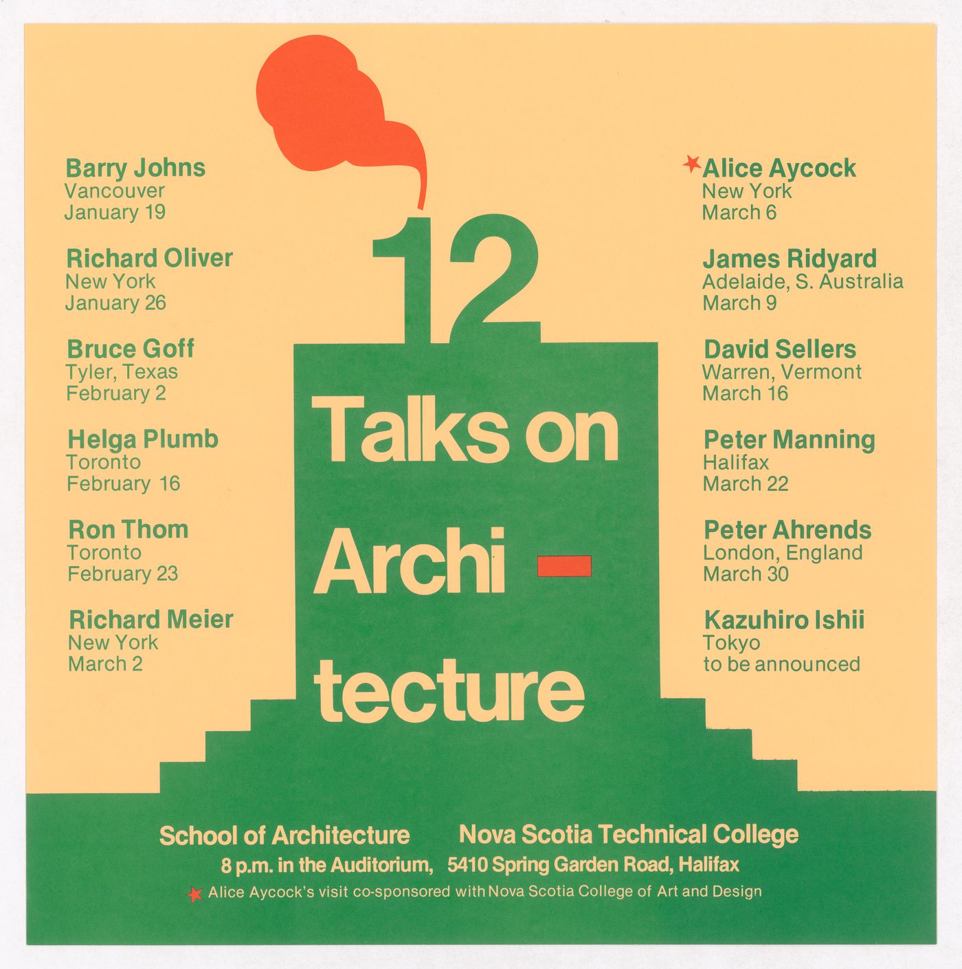 Poster for Technical University of Nova Scotia School of Architecture lecture series
