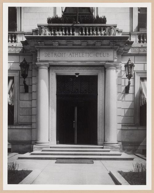 View of the main entrance to the Detroit Athletic Club, Detroit, Michigan