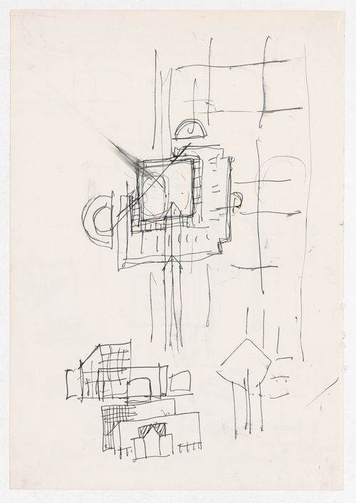 Sketch plan and sketch elevations for Centro Direzionale, Florence; verso: Sketch plan for Centro Direzionale, Florence