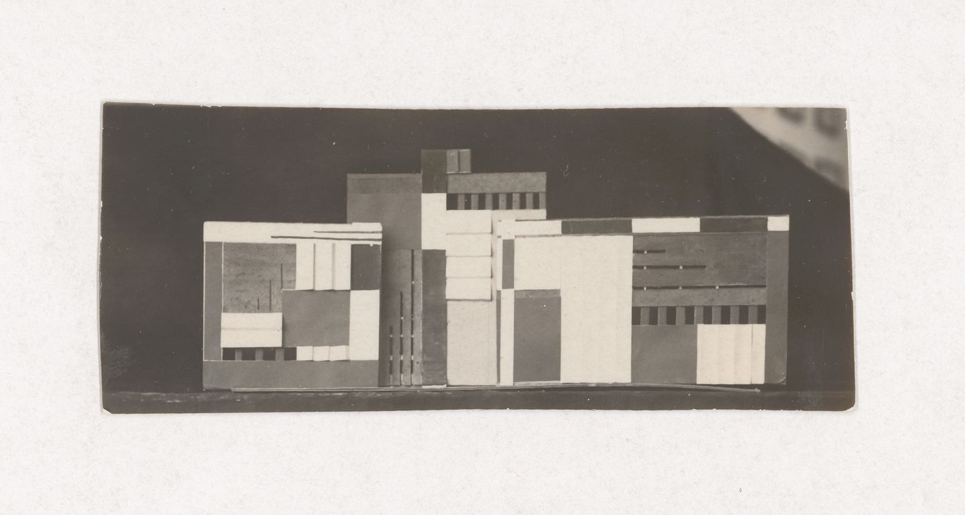 Photograph of a student model on the topic "Architectonic Design of the Frontal Surface" for the "Space" course at the Vkhutemas (Higher State Artistic Technical Studios), Moscow