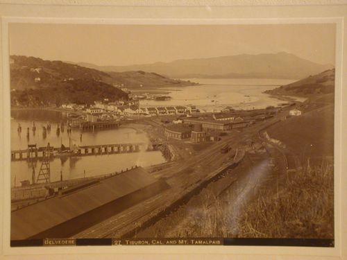 Small town on the bays and railroad station, Tiburon and Mount Tamalpais, California