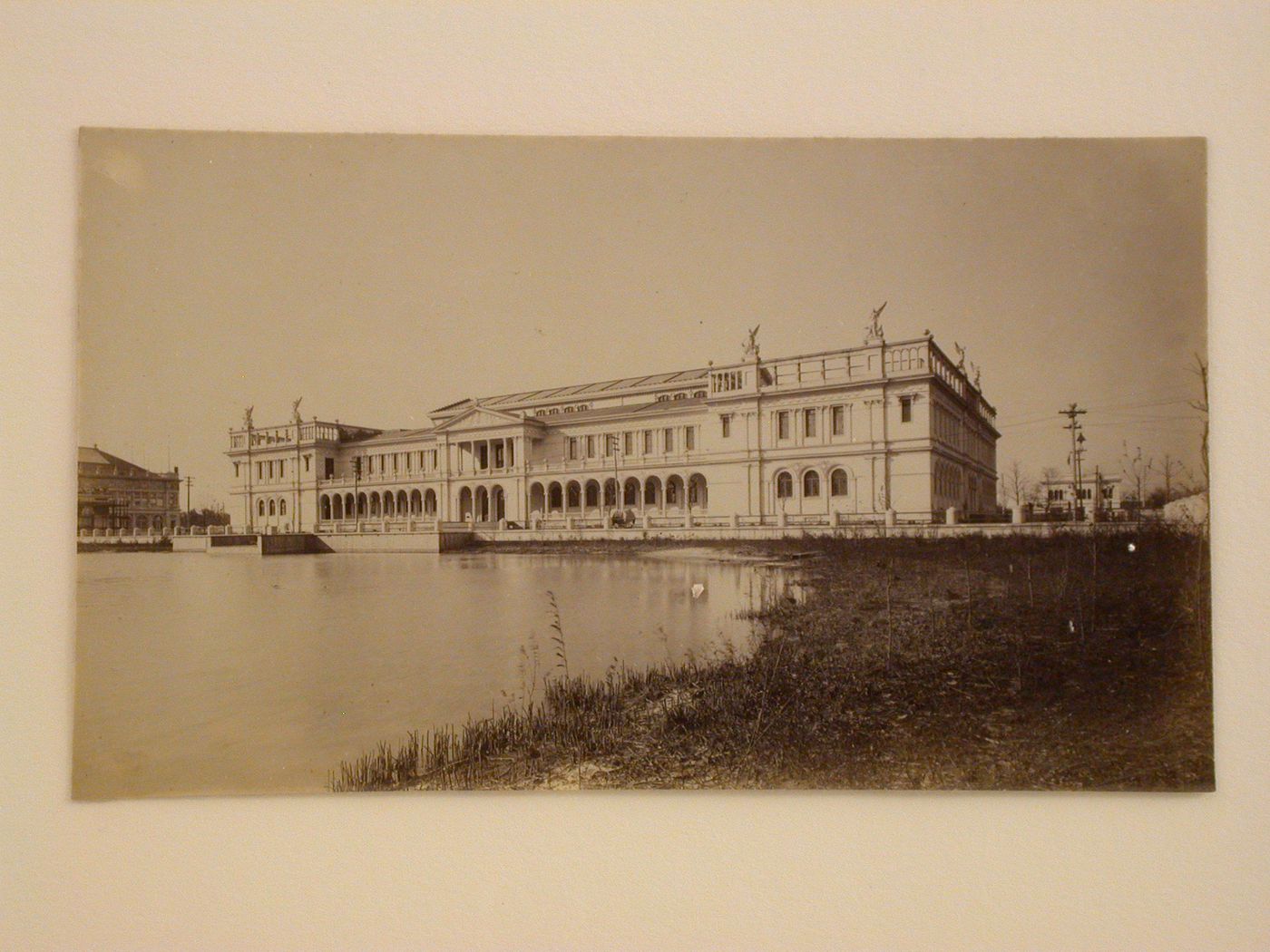 View of the east façade of the Woman's Building from the north bank of the Lagoon, 1893 Chicago World's Columbian Exhibition, Chicago, Illinois