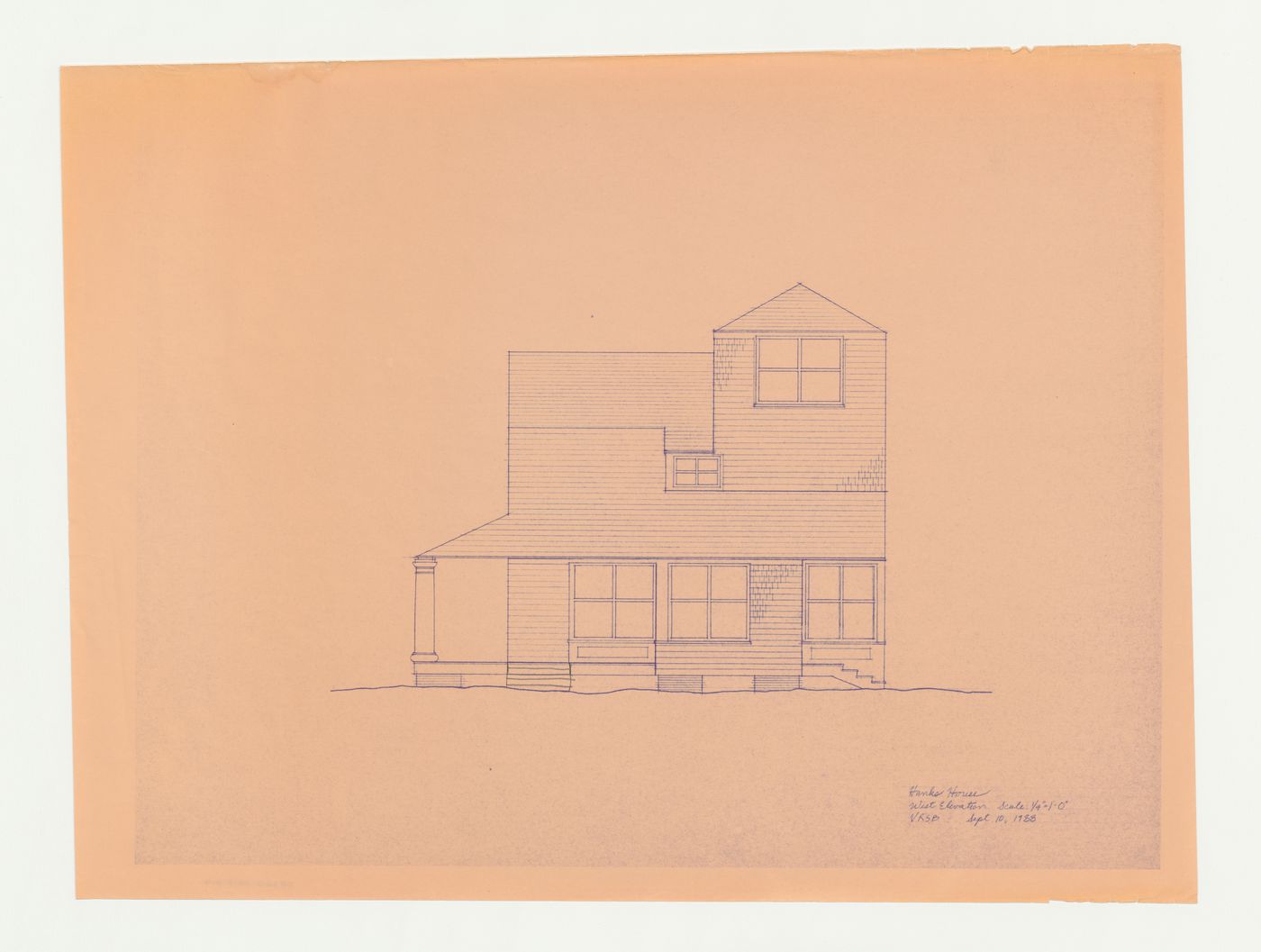 West elevation for the Hanks-Paré Residence, Tuxedo Park, New York