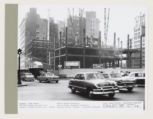 Seagram building under construction, 375 Park avenue, New York, N.Y., south-east view