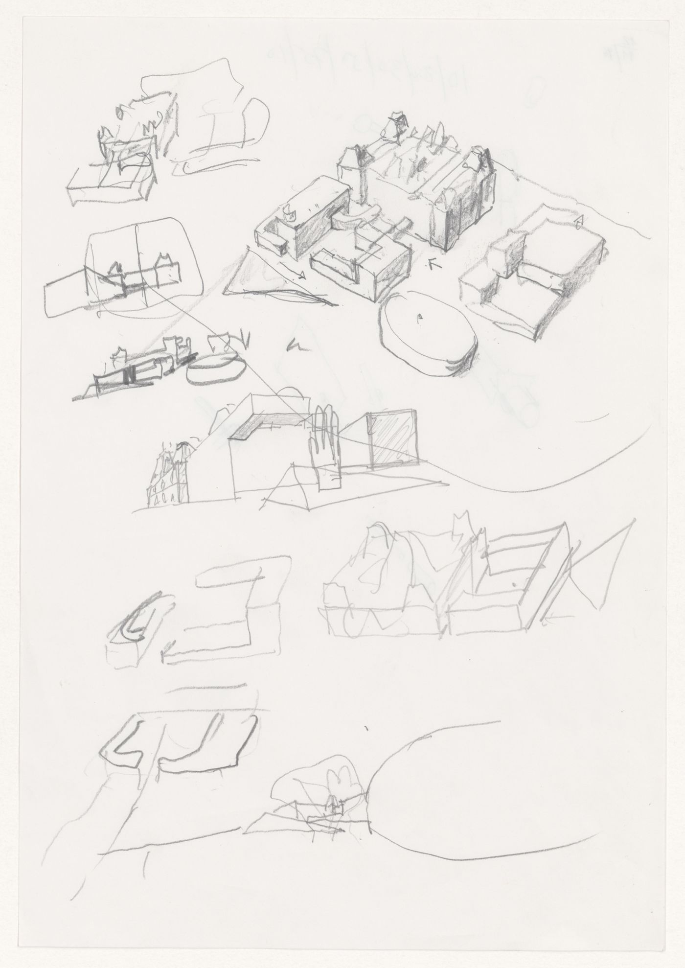 Sketches for Renovação e extensão do Museu Stedelijk [Restoration and extension of Stedelijk Museum], Amsterdam; verso: Sketches